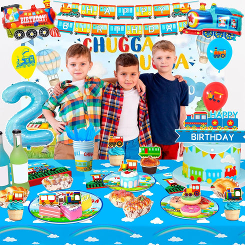 Generic 16 Set Chugga Chugga Two Two Party Decorations, Guests Train Party Tableware Decorations Including