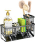 Cisily Sink Caddy Sponge Holder for Kitchen with Brush Holder and Stainless Steel Self Drain Tray, Rustproof Kitchen