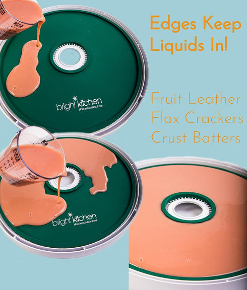 2 Fruit Leather Silicone Dehydrator Sheets with Edges for Nesco Round Dehydrators, Non-Toxic and Reusable