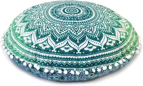 CRAFT KALA 22" IN Round Mandala Floor Pillow Cushion Cover Seating Throw