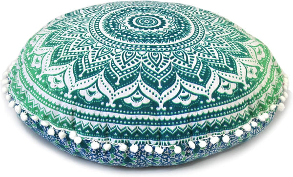 CRAFT KALA 22" IN Round Mandala Floor Pillow Cushion Cover Seating Throw