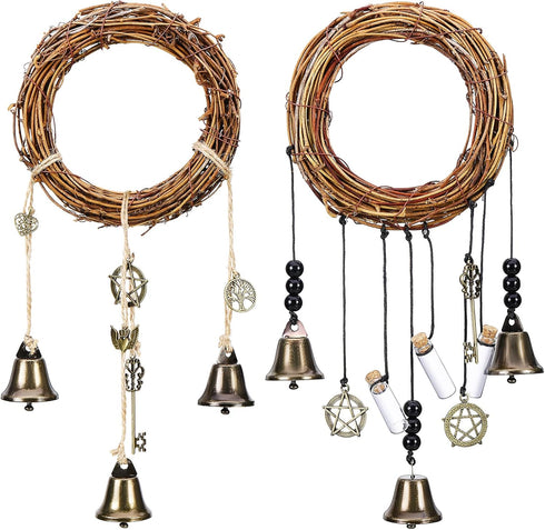 2 Pieces Witch Bells for Door Knob Hanger, Wiccan Wind Chimes for Positive Energy and Home Decor