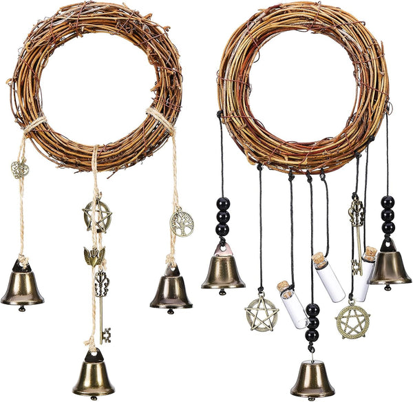 2 Pieces Witch Bells for Door Knob Hanger, Wiccan Wind Chimes for Positive Energy and Home Decor