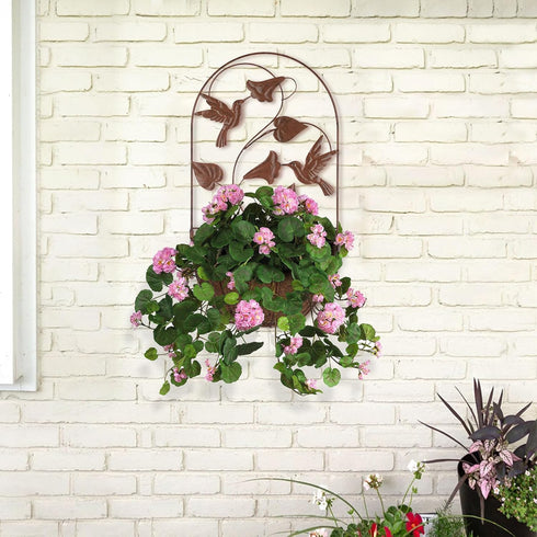 BAYN 2PKs Hummingbirds, Wall Hanging Planter Decor Art with Metal Wall Mounted Planters Indoor Outdoor Wall Planter