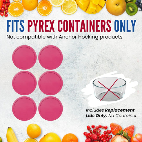 Replacement Lid for Pyrex 7.5" (7 Cup) Storage Plastic Cover Bowl 7402-PC Fuchsia (6-Pack)