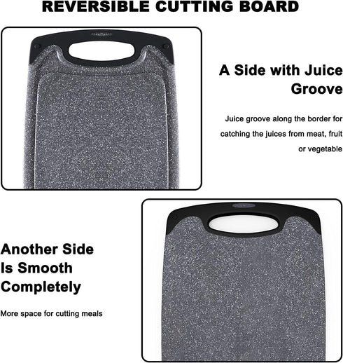 Cutting Boards for Kitchen, Plastic Chopping Board Set of 3 with Non-Slip Feet, Easy Grip Handle, BPA Free