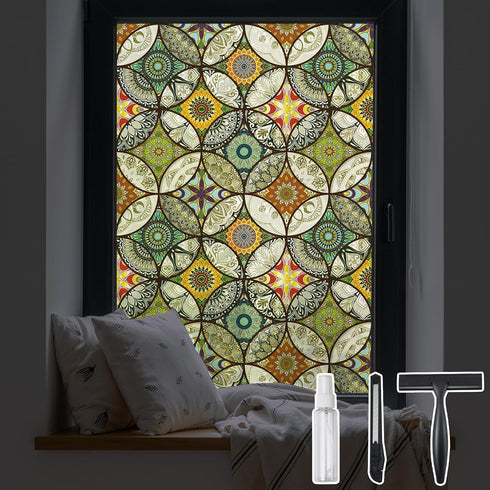 DKTIE Static Cling Decorative Window Film, Non Adhesive Privacy Film for Bathroom Shower Door, 17.7 x 78.7 Inch