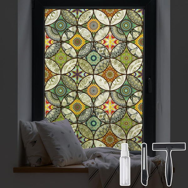 DKTIE Static Cling Decorative Window Film, Non Adhesive Privacy Film for Bathroom Shower Door, 17.7 x 78.7 Inch