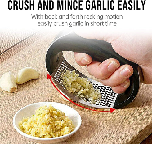 Garlic Press Rocker | Stainless Steel Garlic Mincer Crusher | Professional Kitchen Gadgets with Ergonomic Handle