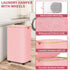 conglow 100L Pink Hamper with Wheels - Large Laundry Hamper with Lid, Rolling Hamper on Wheels, Collapsible Laundry