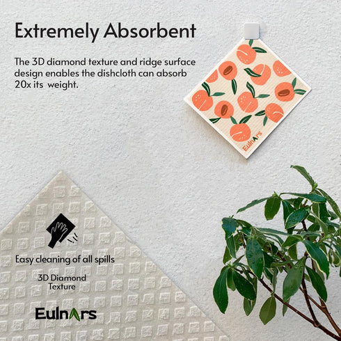 8 Pack Eulnars Swedish Dishcloths for Kitchen, Fruit Swedish Dishcloths, Reusable Paper Towels Washable, Biodegradable