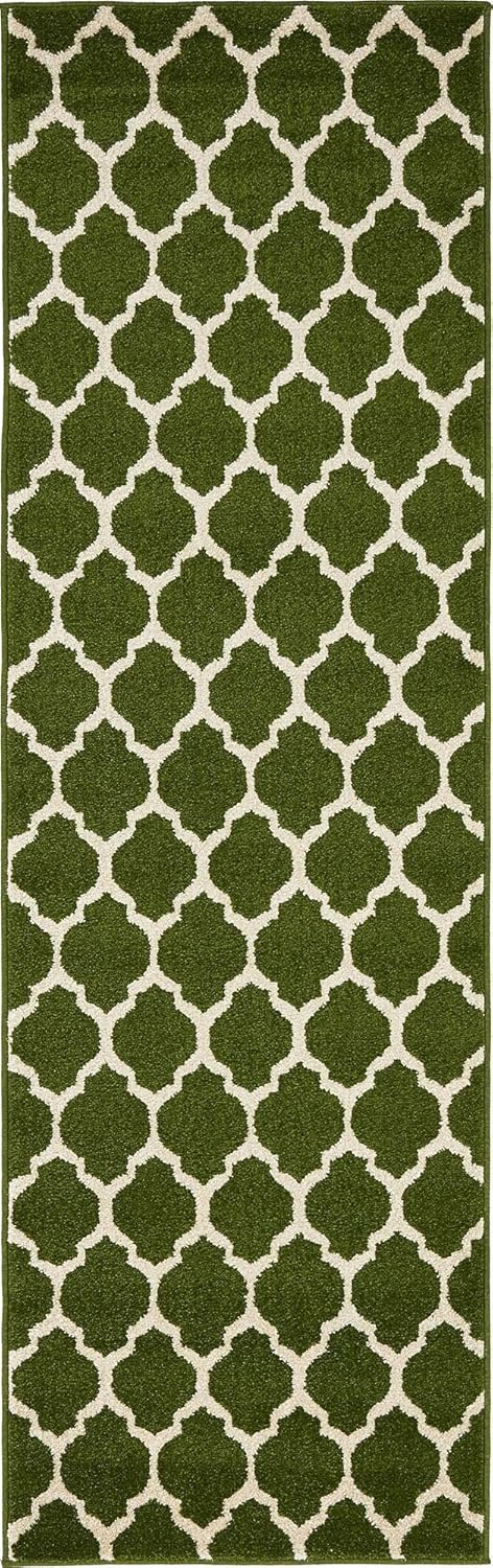Unique Loom Trellis Collection Area Rug - Philadelphia (2' x 6' 1" Runner, Dark Green/Beige)
