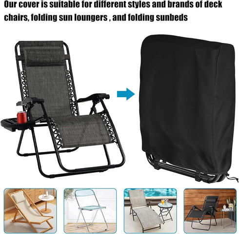 2Pcs 420D Black(96x84 cm2Pcs) Kovshuiwe Outdoor Zero Gravity Folding Chair Cover Waterproof, Folding Chair Storage