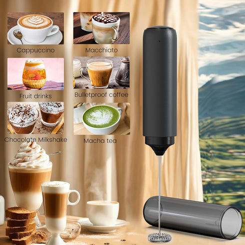 BONACHEF Rechargeable Milk Frother Handheld with Cover Electric Handheld Foam Maker Portable Drink Mixers