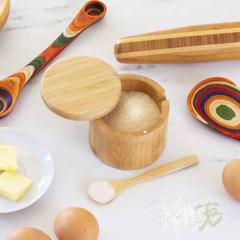 6 Totally Bamboo Little Dipper Salt Cellar Bamboo Storage Box with Magnetic Swivel Lid, Ounce Capacity, Includes Salt