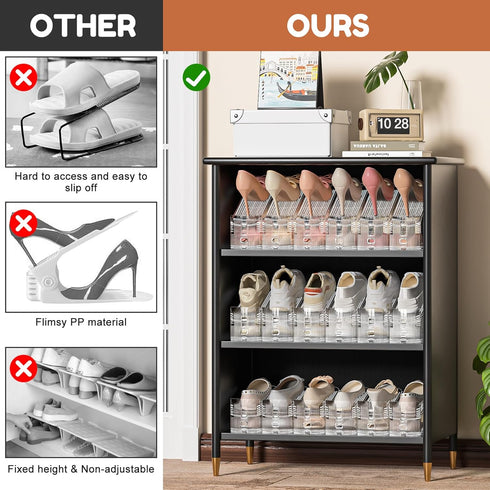 Closet,12 Pack Shoes,3 50%(Clear,12 Pack) Neprock Shoe Slots Organizer for Acrylic Shoe Stackers for A Pair of Levels