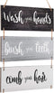 Jetec Bathroom Wall Decor - Bath Rules Wall Art Sign, Funny Wooden Hanging Sign for Home Bedroom