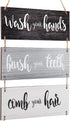 Jetec Bathroom Wall Decor - Bath Rules Wall Art Sign, Funny Wooden Hanging Sign for Home Bedroom