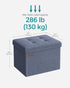 12.2 16.1 12.2 Inches, 286 lb ULSF102Q01 SONGMICS MAZIE Collection - Small Folding Storage Ottoman, Foot Rest Stool, x
