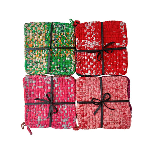 Set of 2 Quilted Pot Holders - 100% Cotton Heat Resistant Oven Pads, Reversible Hot Pads with Hanging Tab.