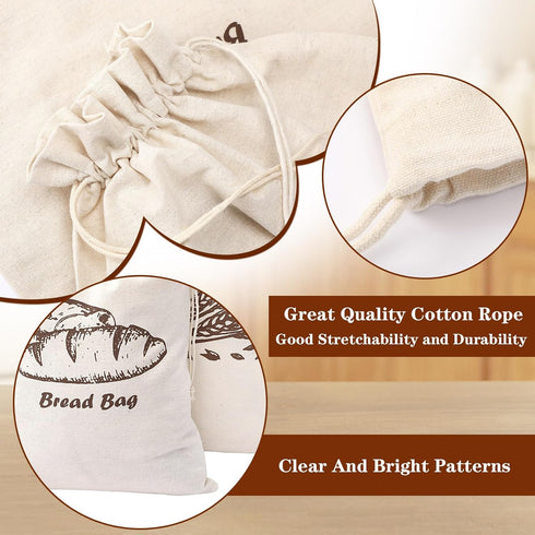 2 Pack 17.7 11.8in Augshy Bread Bags, Bread Bags for Homemade Bread, * Linen Bread Bag -Inside Lining to Keep Bread