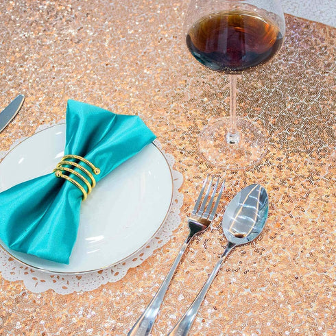 Rose Gold Sequin Tablecloth 50" x 80" Glitter Table Cover Rectangle Metallic Sequence Table Overlays