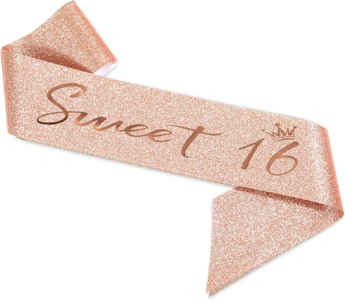 16th Birthday Sash Crown and Tiara for Girls, Sweet Sixteen Happy Birthday Sash 16 & Fabulous Party Supplies