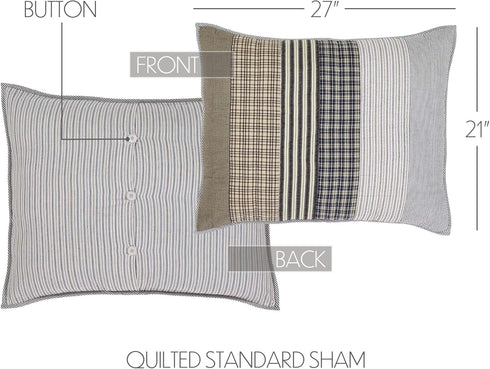 VHC Brands Ashmont Bedding Accessory Pillow Cover Sham for Farmhouse Decor (Standard).