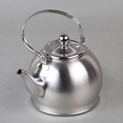 Creative Home Royal Tea 1.0 Quart Stainless Steel Stovetop Tea Kettle with Removable Infuser Basket Folding Handle Capsulated Bottom for Even Heat Distribution, Brushed Finish by Creative Home