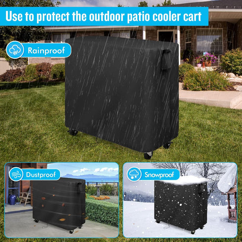 57 28''L x19''W x30''H Inch(Black) Kingling Cooler Cart Cover for Quart Patio Cooler Cart, Waterproof Outdoor Cooler