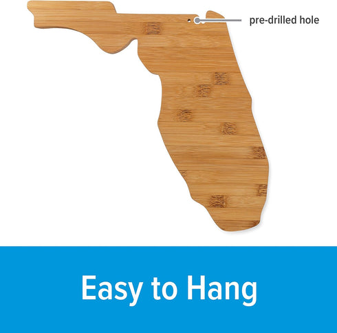 Camco 53111 Bamboo Cutting Board, Florida-Shaped, Moisture Resistant for Kitchen Use or Wall Decoration