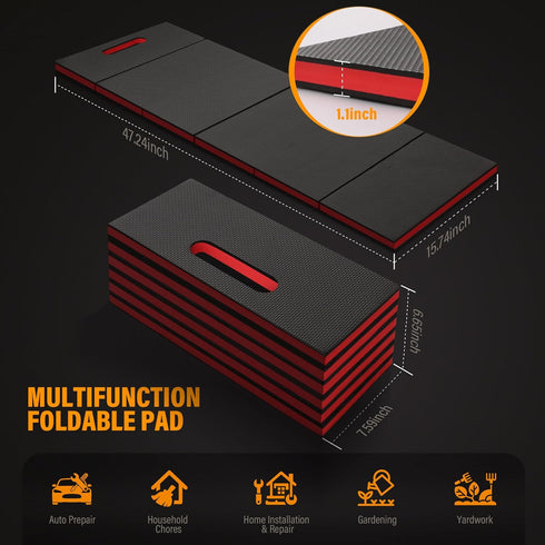 Foldable EVA Utility Mat with Handle, Heavy Duty Mechanic Mat for Kneeling, Workouts, Garages, Gardening, Camping