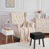 BRIAN & DANY Vanity Stool, Sherpa Vanity Stool Chair with Storage, Rectangle Makeup Chair Soft Padded Seat with Legs