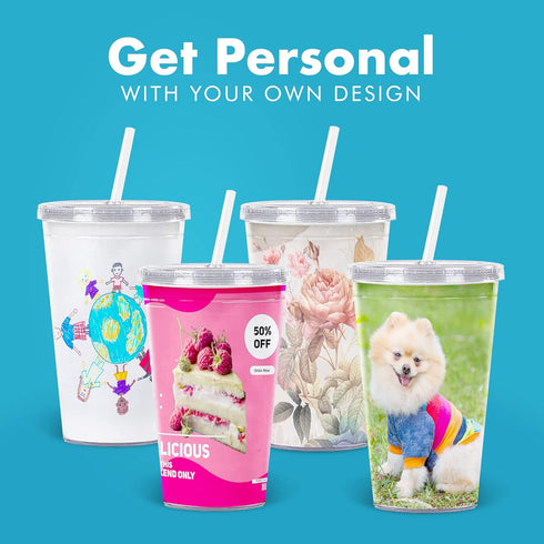 Simple Green Solutions Customizable Paper Insert Acrylic Double Wall Cup for Cold Drinks, 16oz