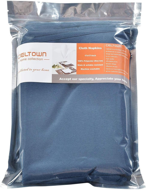 Navy Blue Cloth Napkins, 1-Dozen Solid Washable Fabric Set of 12, Perfect for Weddings, Parties, Holiday Dinner