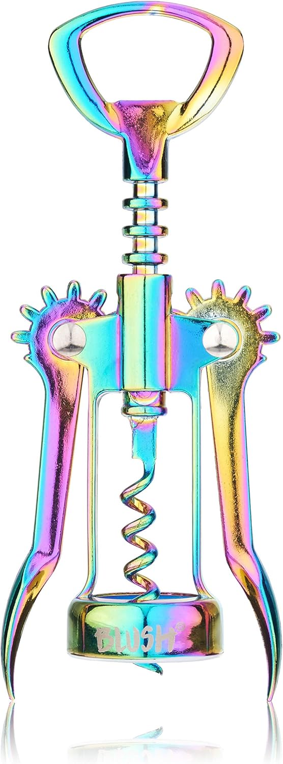 Blush Winged Corkscrew, Iridescent Bottle Opener, Rainbow Wine Gift Accessory, Mirage, Set of 1