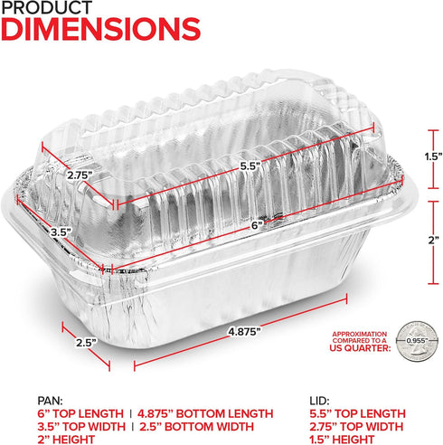 Stock Your Home Disposable Aluminum Mini Loaf Pans with Lids, 1 lb (50 Pack) for Cake, Bread Packaging