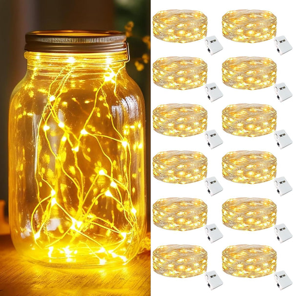 kolpop 12 Pack LED Fairy Lights Battery Operated with 3 Modes, Mini