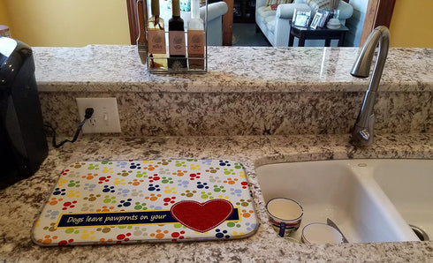 Caroline's Treasures SB3054DDM Dogs Leave Pawprints on Your Heart Dish Drying Mat Pad for Kitchen Counter (14 x 21",