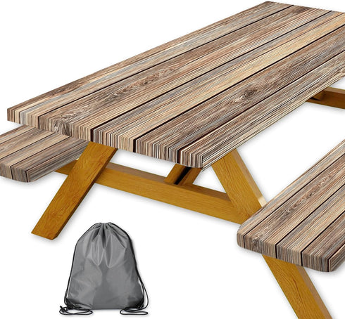 Xguatan Picnic Table Cover with Bench Covers Camping Essentials Farmhouse Waterproof Windproof Wood
