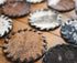 4.5" Set 8 Sunshine Cowhides Natural Cowhide Coaster - Round Assorted Tones Genuine Leather Coasters for Coffee Table