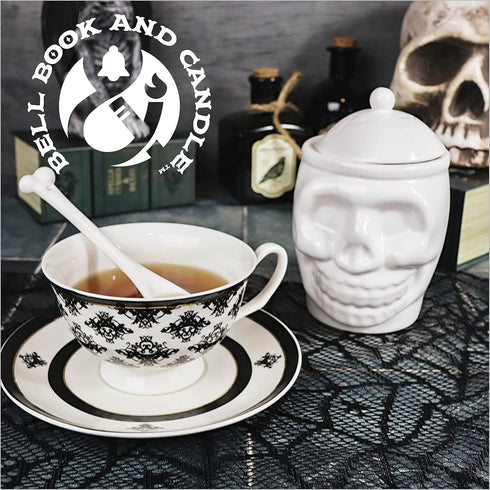 BELL BOOK AND CANDLE Sugar Skull Sugar Bowl - 12 Oz - Goth Valentines Day Decor, Spooky Gifts, Witchy Gifts