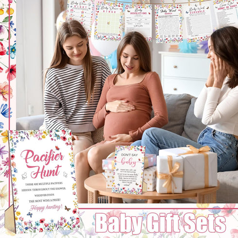 476 6 Sets 50 Mommy's 50 2 50 Sherr Pcs Wildflower Baby Shower Games Activities Card Pacifier Hunt Game Pacifier How