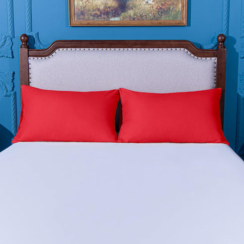 NTBAY Standard Pillowcase Set - 2 Pack Brushed Microfiber 20x26 Pillowcases, Soft, Wrinkle-Free, Red with Envelope