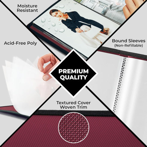 Dunwell Small Photo Album 5x7 (2-Pack, Ruby), 5 x 7 Photo & Art Portfolio Book, 24 Sleeves, 48 Pages for Professional