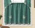 GOHD Cutwork Floral. Kitchen Curtain Set. Swag Valance and Tier Set. Nice Embroidery on Faux Silk Fabric with cutworks. (Teal Green)