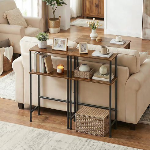 15.7" 2 BF40XG01 HOOBRO Narrow Console Table for Small Space, Entryway Table with Storage, Sofa Table with Shelves