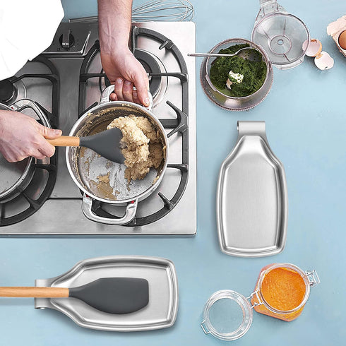 Stainless Steel Spoon Rest for Kitchen Stove Top, Large Cooking Utensil Holder, Heavy Duty, Dishwasher Safe