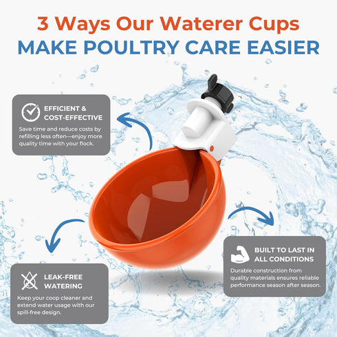 8-Pack) Lil'Clucker Large Automatic Chicken Waterer Cups | Chicken Water Feeder Suitable for Chicks, Duck, Goose