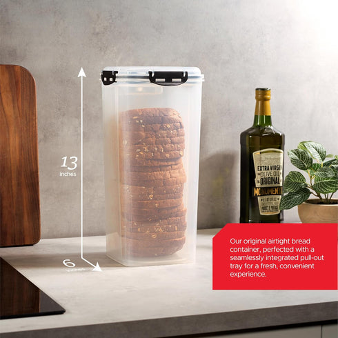 Tafura Bread Storage Container with Tray, Plastic Box with Airtight Lid, Loaf Keeper for Homemade Bread, BPA Free.